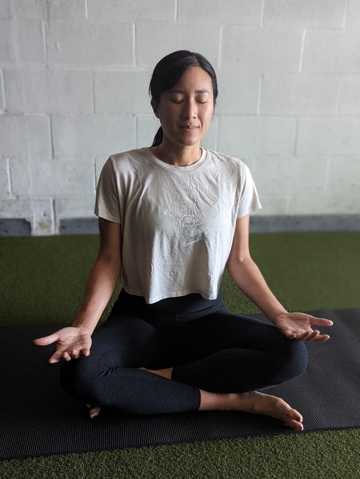 Michelle in easy seat pose