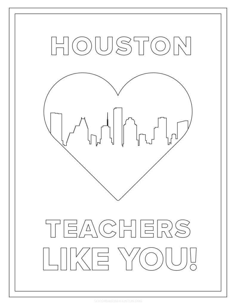 Houston Loves Teachers Coloring Page